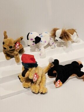 Vintage Ty Beanie Babies Plush Stuffed Dog Set